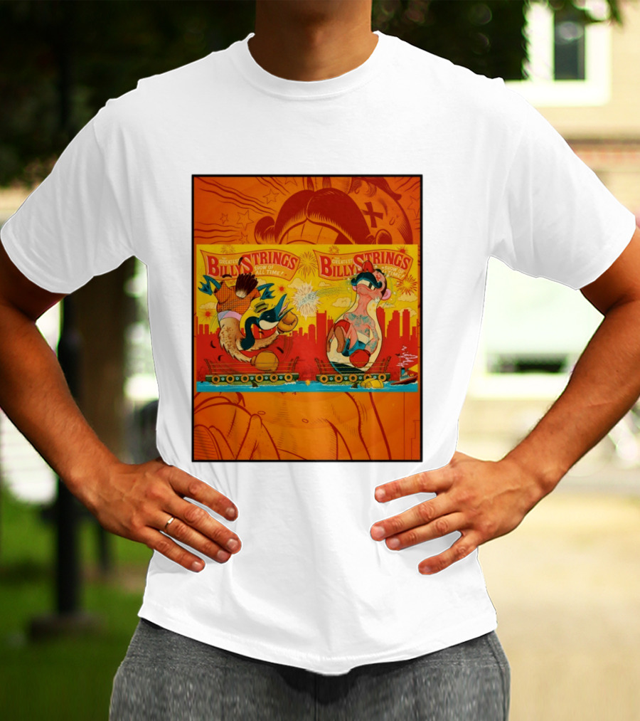 Billy Strings Greatest Show Of All Time Boxing Panels Playful Cartoon T-Shirt