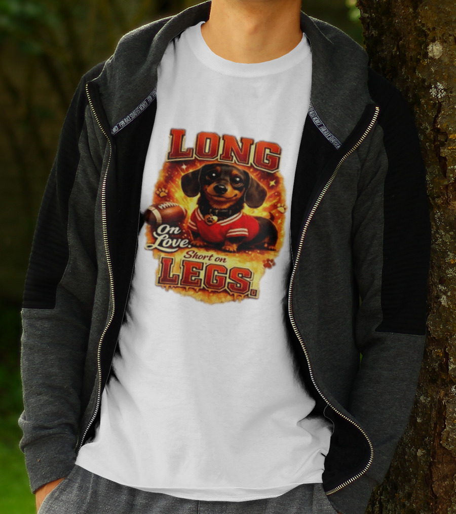 Dachshund Long On Love Short On Legs Football T-Shirt