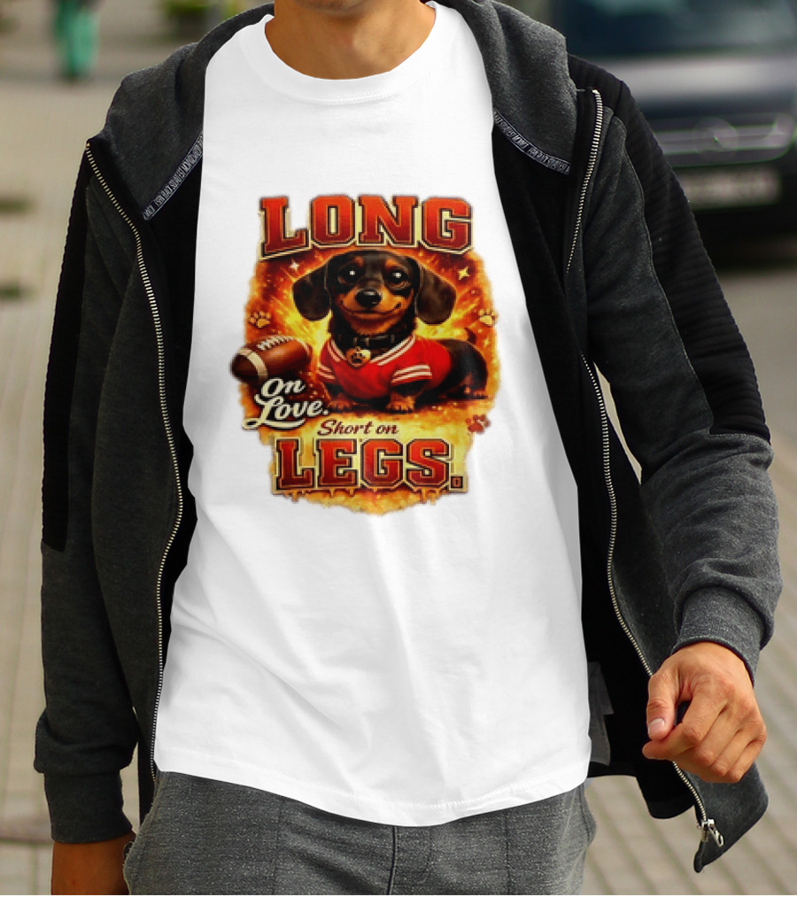 Dachshund Long On Love Short On Legs Football T-Shirt