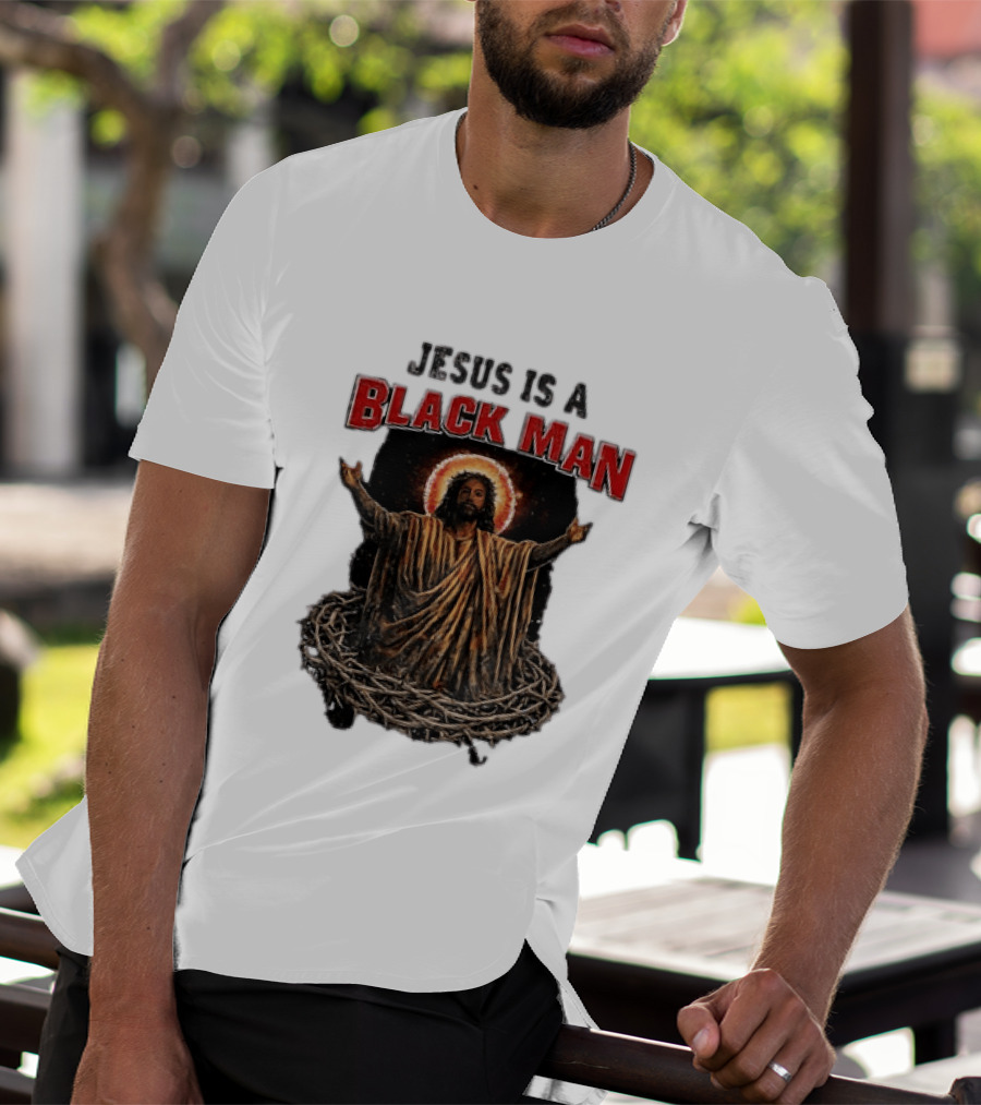 Jesus Is A Black Man With Thorns And Radiant Halo T-Shirt