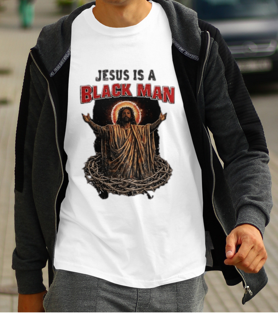 Jesus Is A Black Man With Thorns And Radiant Halo T-Shirt