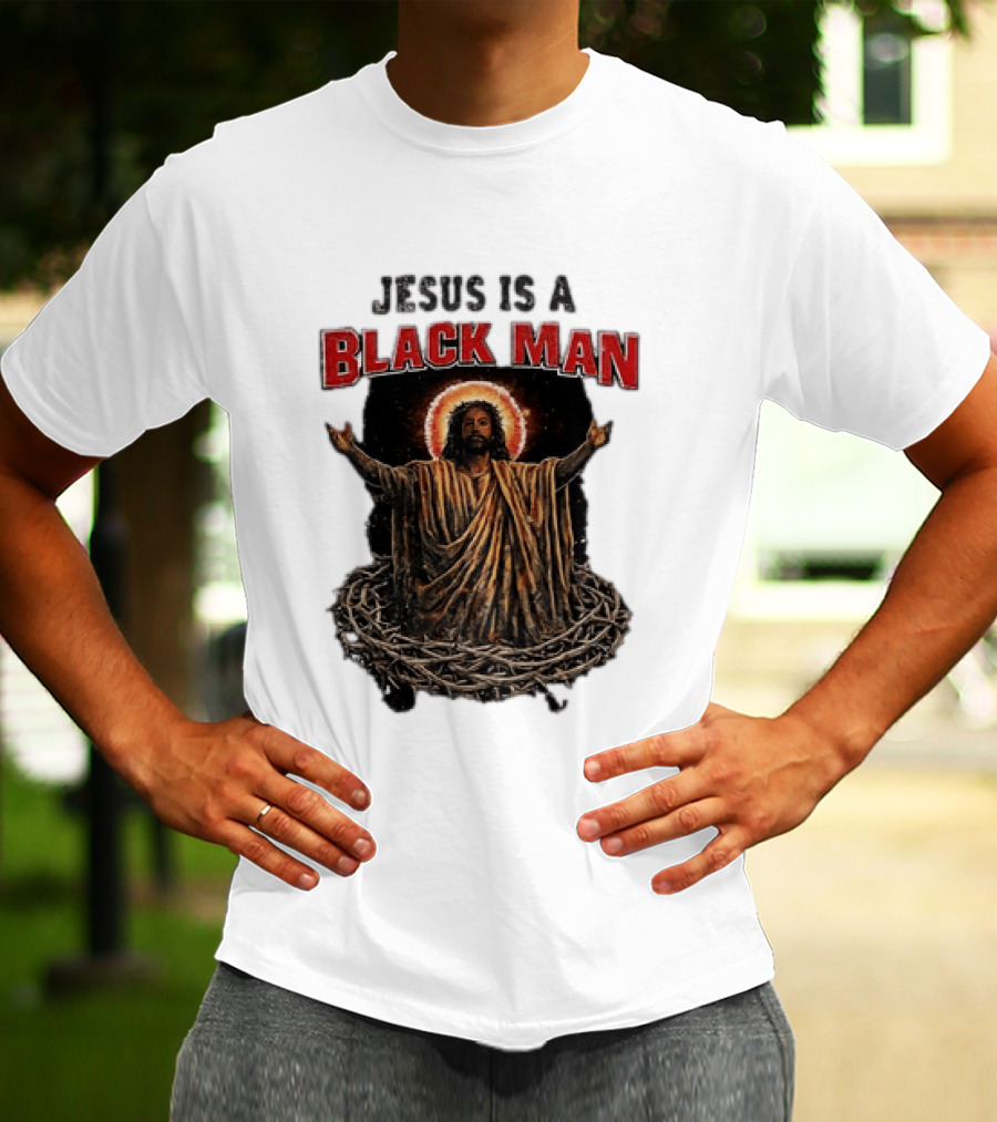 Jesus Is A Black Man With Thorns And Radiant Halo T-Shirt