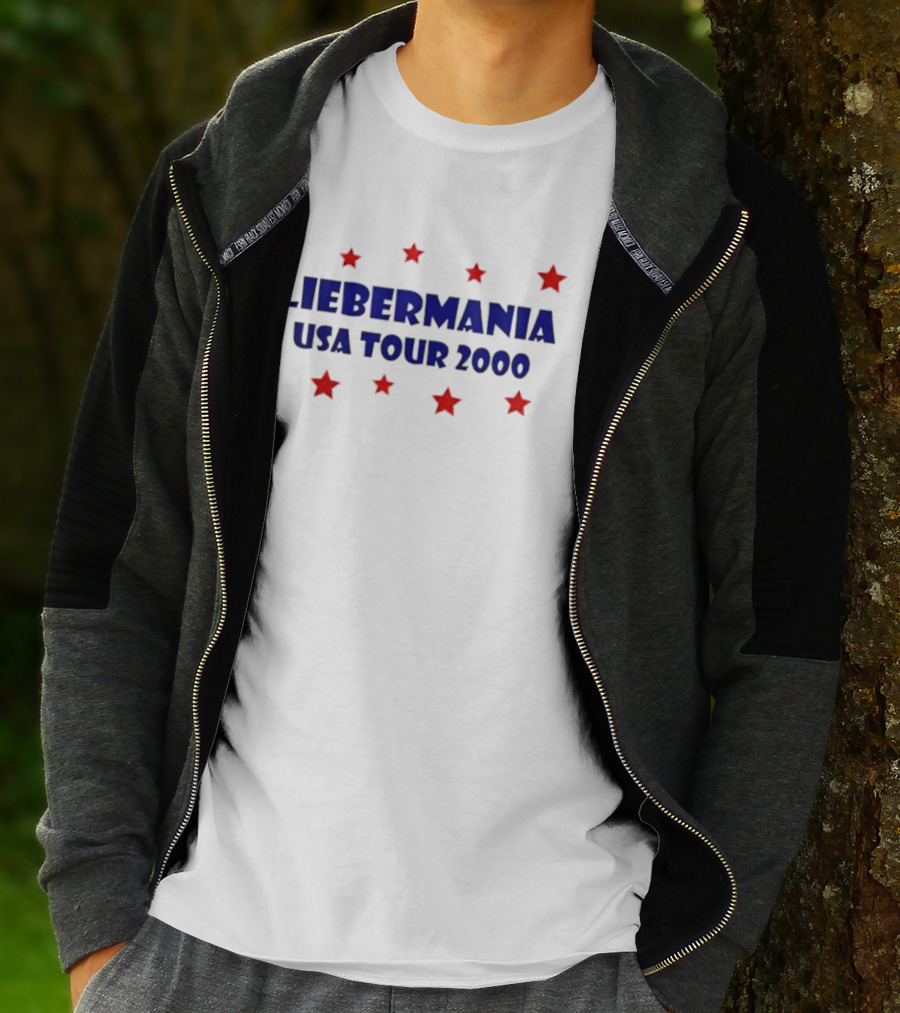 Joe Lieberman 2000 Presidential Campaign Liebermania USA Tour 2000 Red Stars T-Shirt