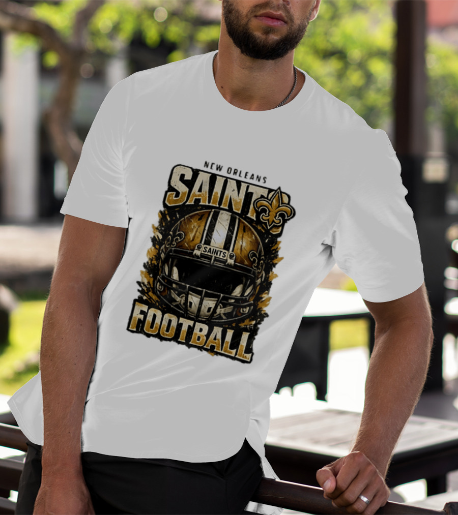 New Orleans Saints Football Helmet Distressed Fleur De Lis T-Shirt