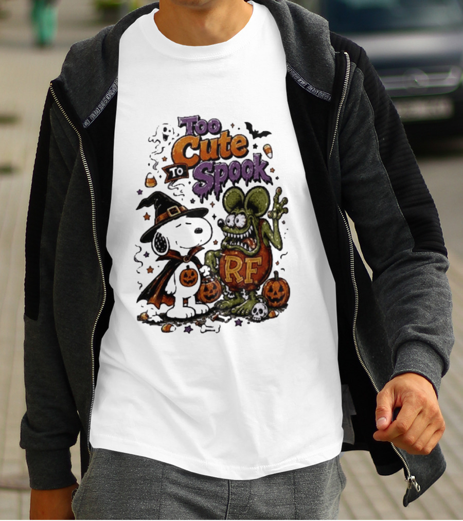 Too Cute To Spook Peanuts Snoopy X Rat Fink Halloween T-Shirt