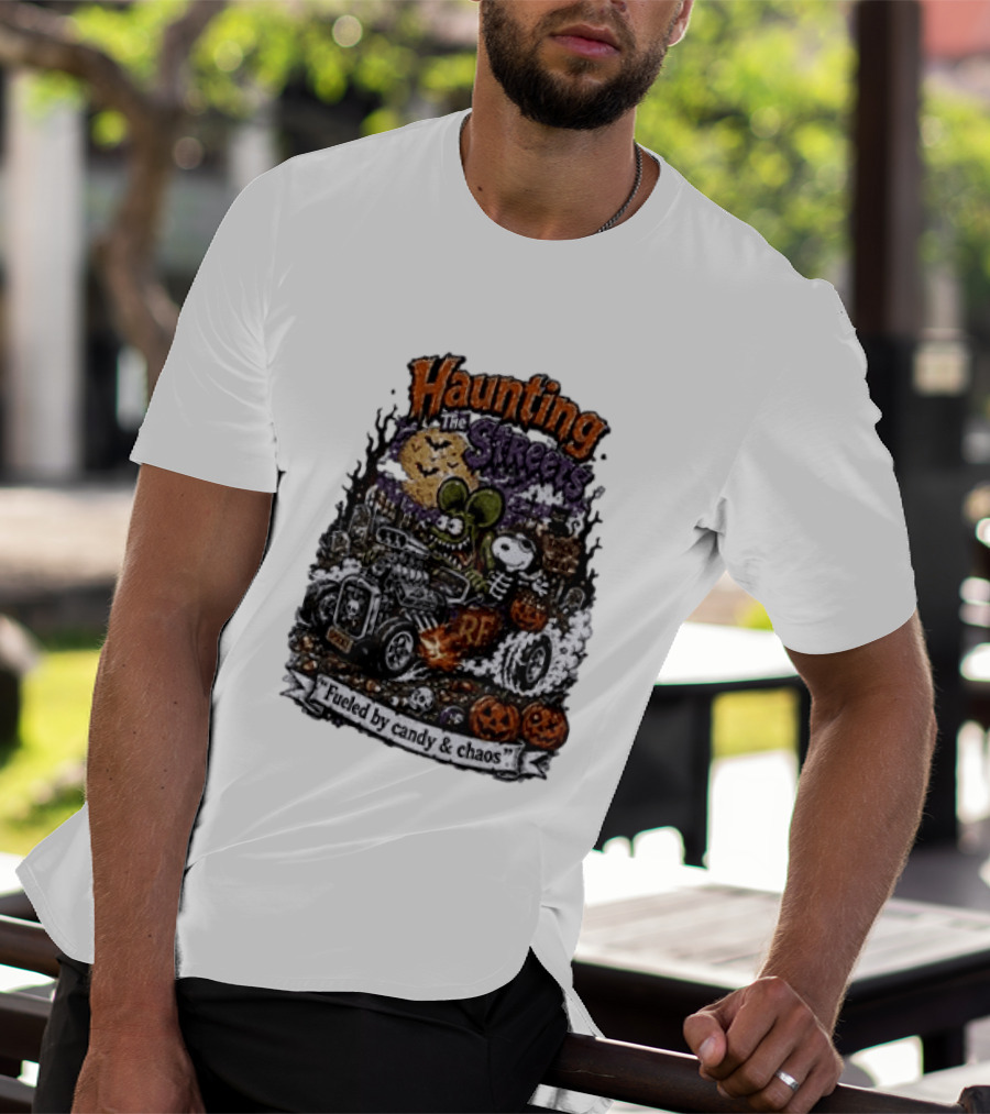 Peanuts Snoopy X Rat Fink Haunting The Streets Fueled By Candy & Chaos Halloween T-Shirt