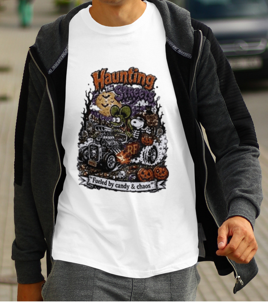 Peanuts Snoopy X Rat Fink Haunting The Streets Fueled By Candy & Chaos Halloween T-Shirt