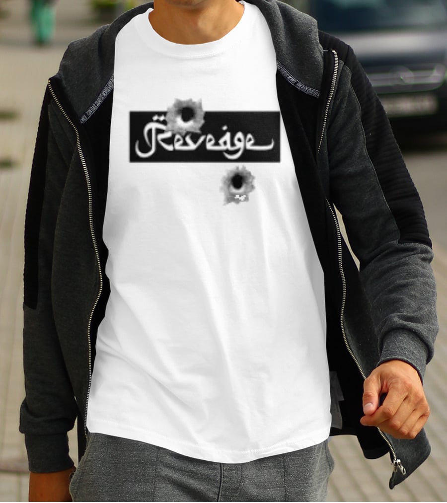 Revenge Arabic Text White Black Fusion T-Shirt