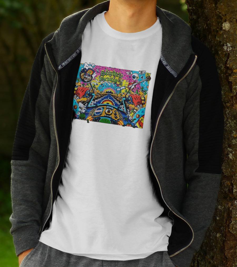Slightly Stoopid Road Trippin Chicago IL Tour Art Alive Bird Skull Cactus Trippy Vibes T-Shirt