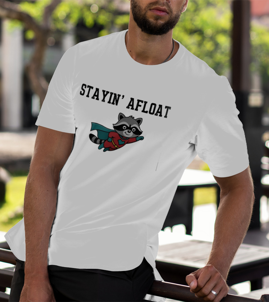 Stayin' Afloat Superhero Raccoon Flying Heroic Animal T-Shirt