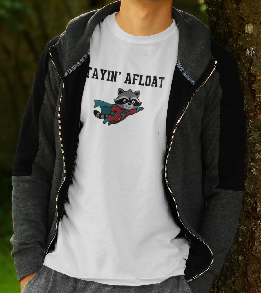 Stayin' Afloat Superhero Raccoon Flying Heroic Animal T-Shirt