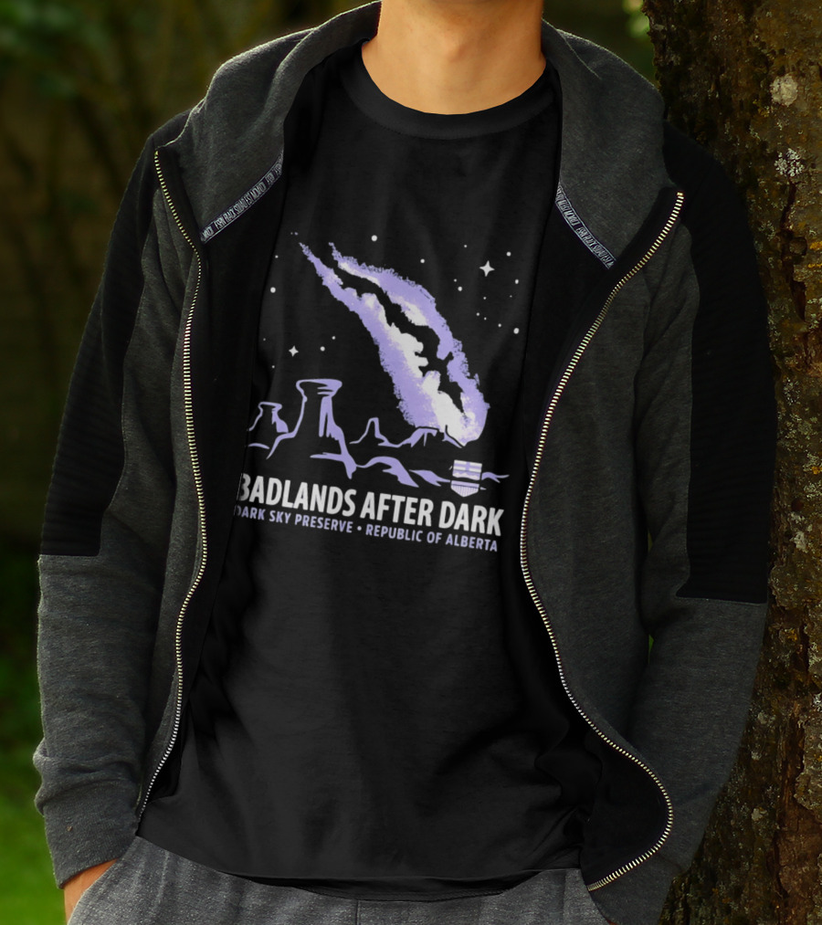 Badlands After Dark Dark Sky Preserve Republic Of Alberta Visionary Celestial Landscape T-Shirt