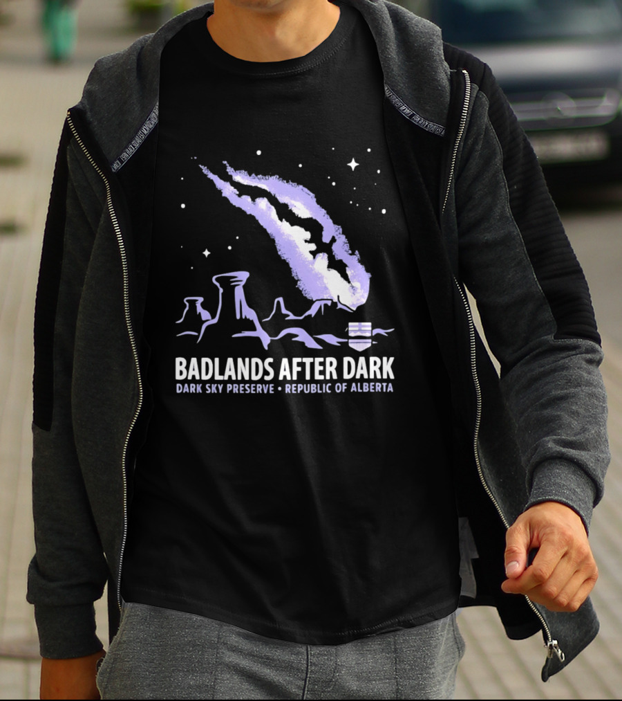 Badlands After Dark Dark Sky Preserve Republic Of Alberta Visionary Celestial Landscape T-Shirt