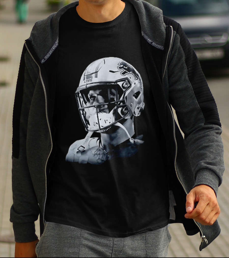 Detroit Lions Aidan Hutchinson Charcoal House Helmet Artistry T-Shirt