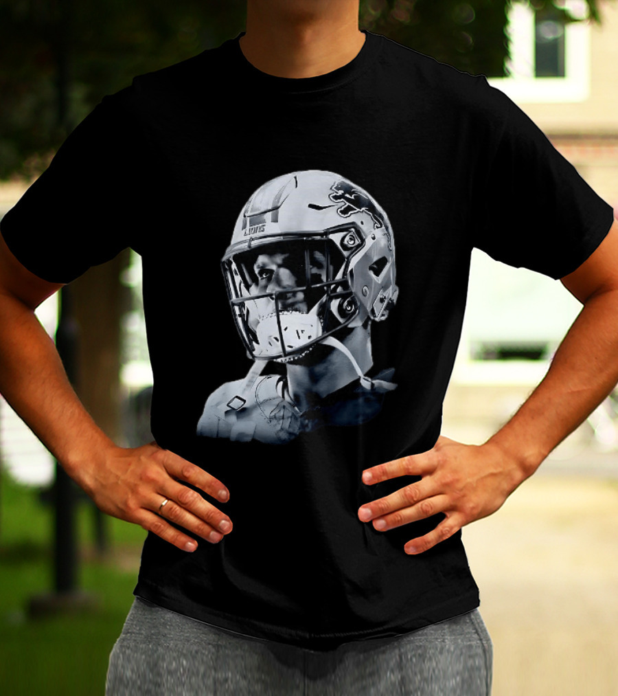 Detroit Lions Aidan Hutchinson Charcoal House Helmet Artistry T-Shirt
