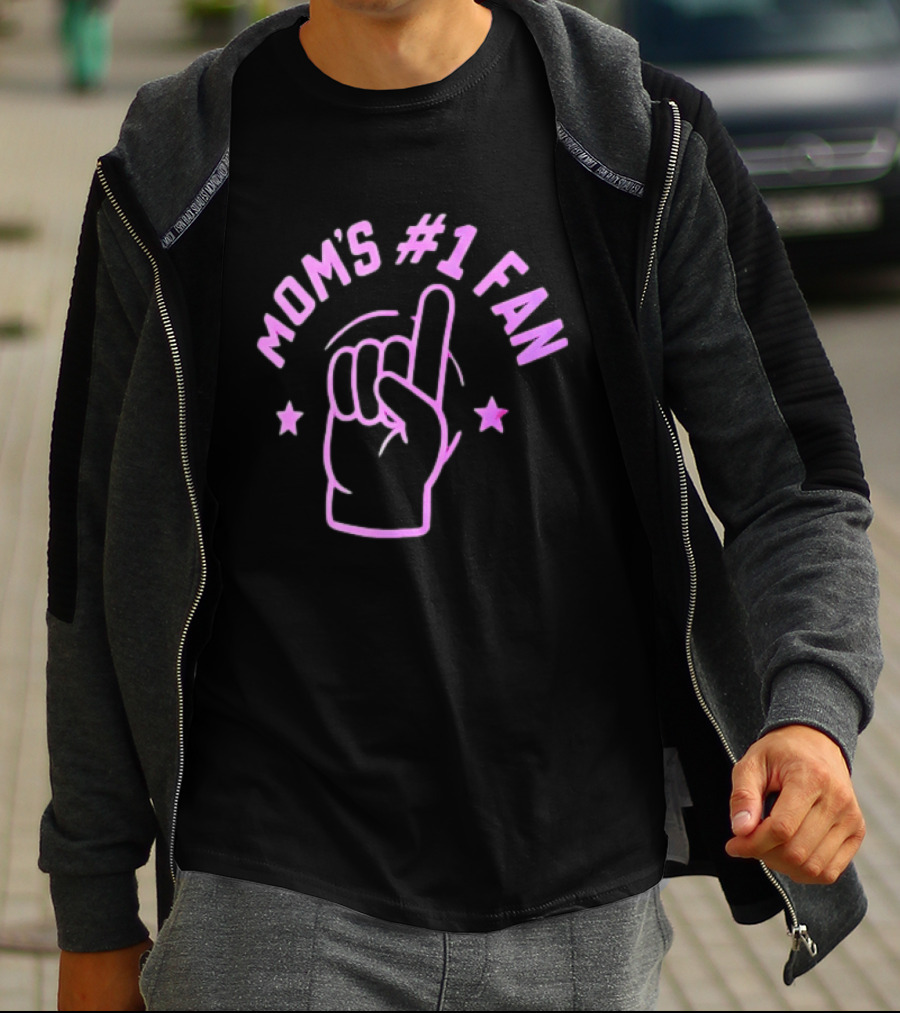 Mom's #1 Fan Hand Gesture Pink T-Shirt