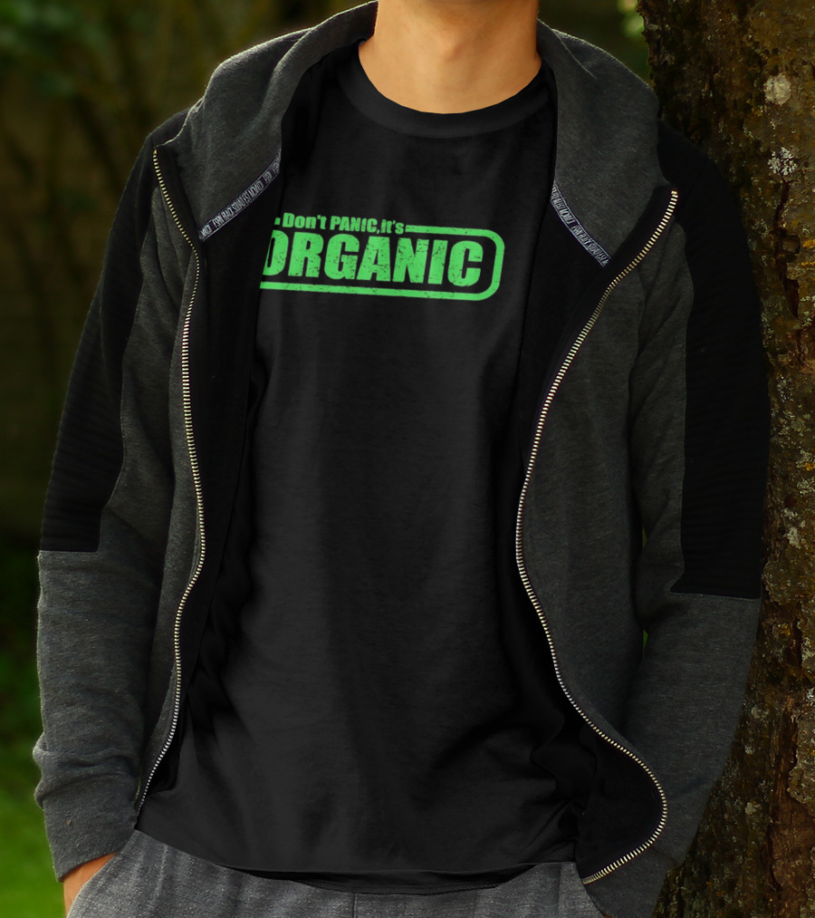 Don't Panic It's Organic Retro Green Distressed T-Shirt