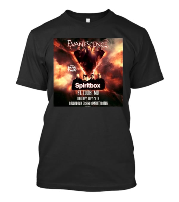 Evanescence Nova Twins Spiritbox Concert St. Louis MO July 28 Hollywood Casino Amphitheater T-Shirt