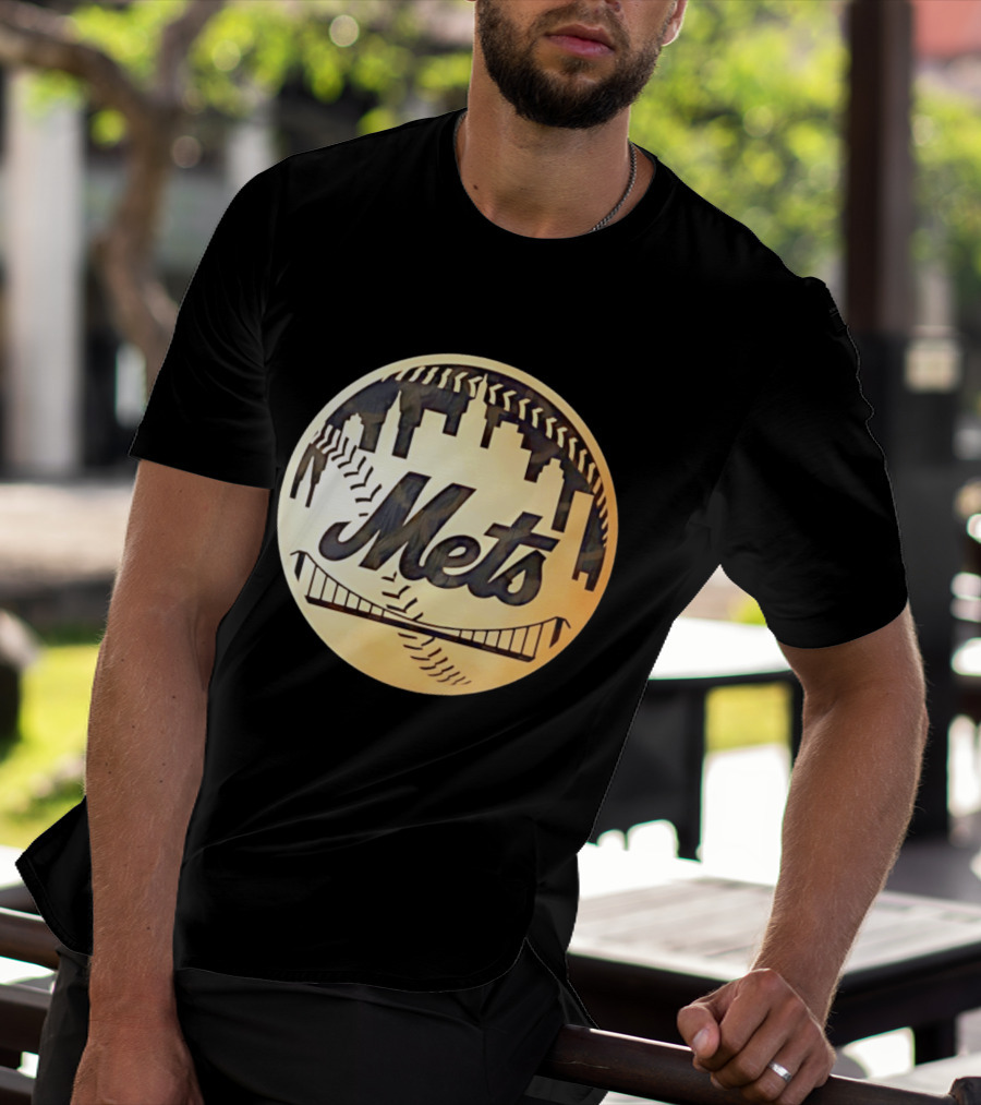 New York Mets Baseball Skyline Bridge MLB T-Shirt