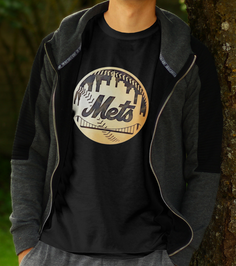 New York Mets Baseball Skyline Bridge MLB T-Shirt