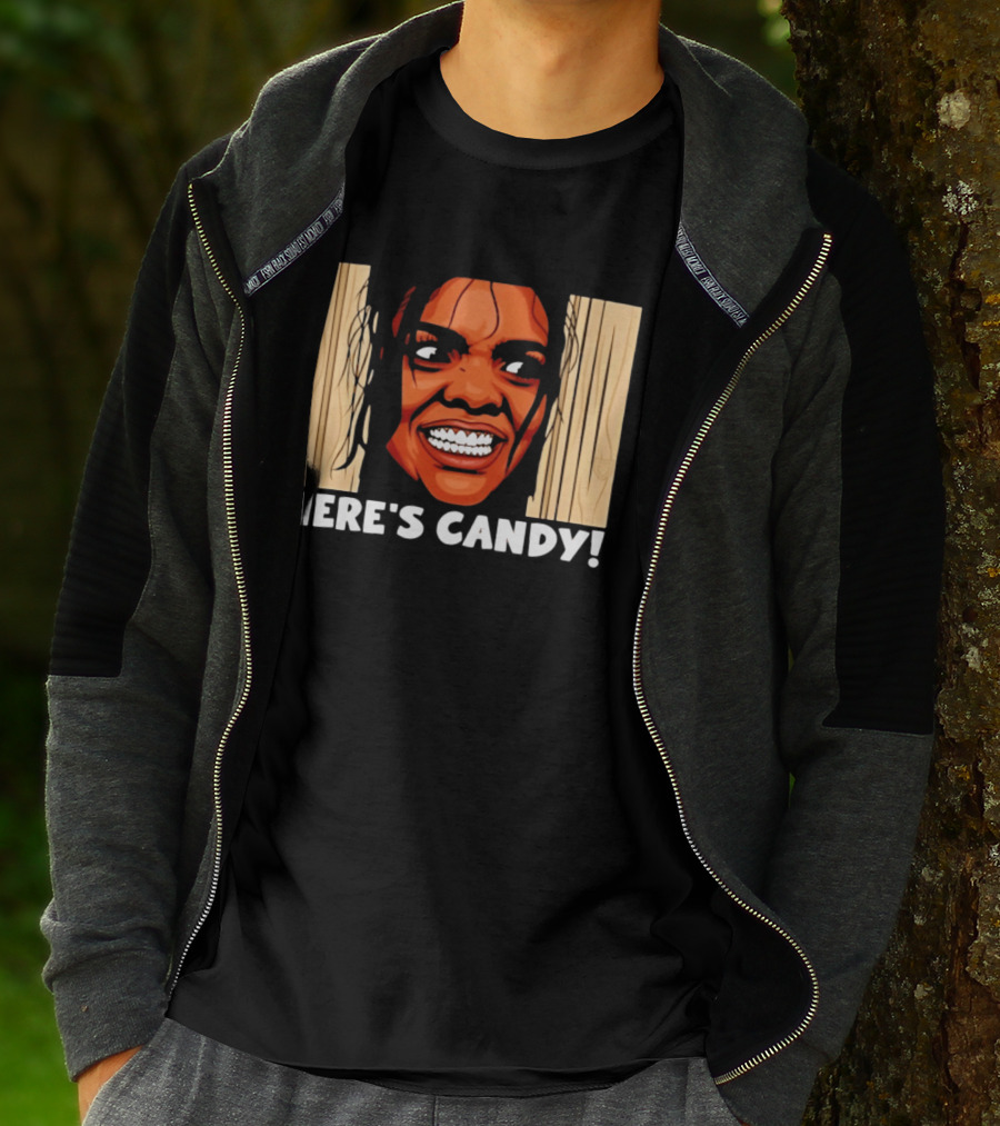 Here's Candy Horror Movie Halloween Face Breaking Through Wood T-Shirt