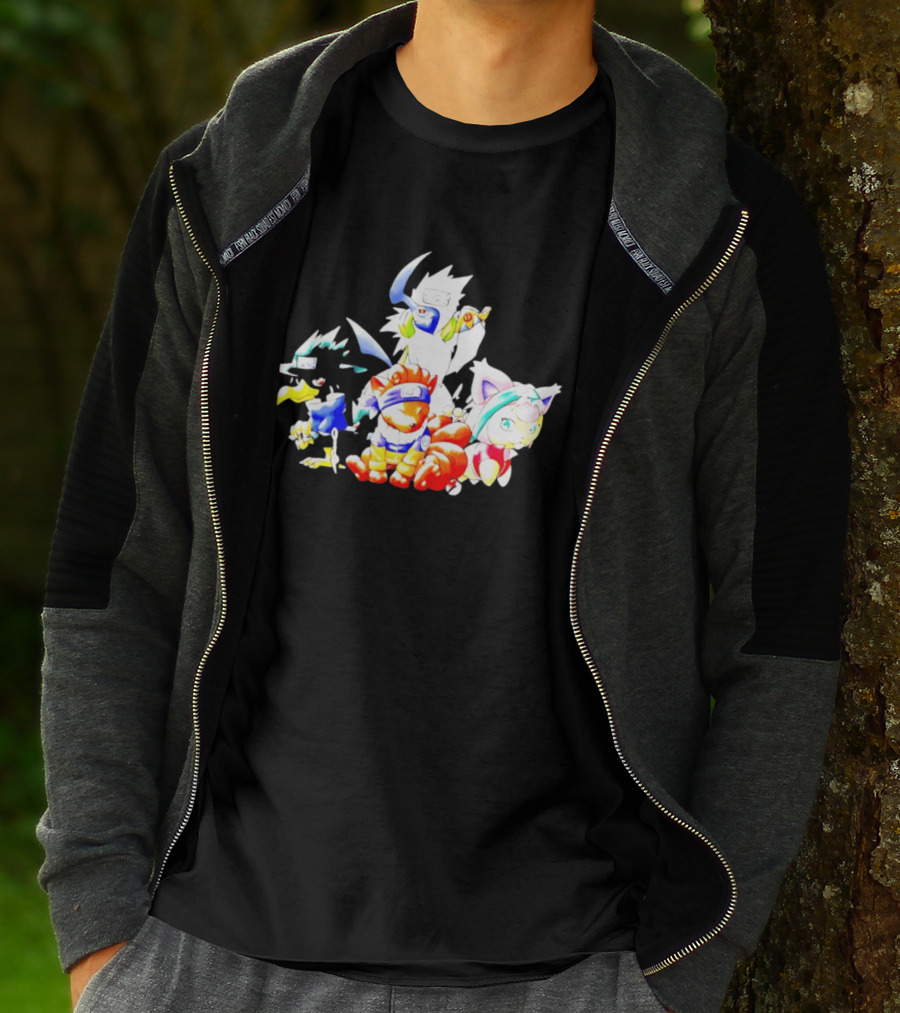 Chibi Pokemon Naruto Crossover With Animal Characters T-Shirt