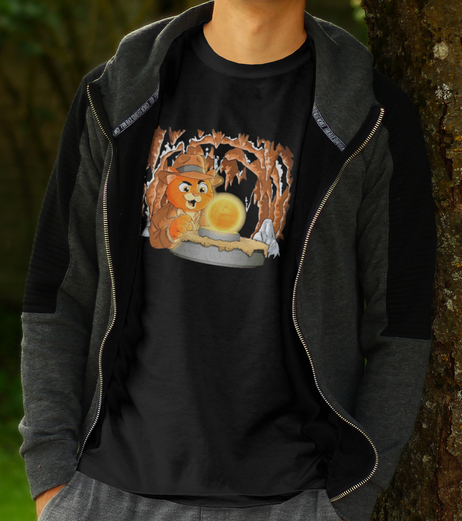 Raiders Of The Lost Yarn Cat Indiana Jones Golden Ball Relic Adventure T-Shirt