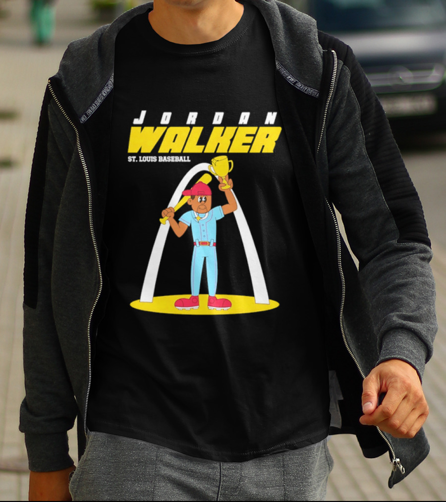 Jordan Walker St. Louis Baseball Cartoon Player Trophy Arch T-Shirt