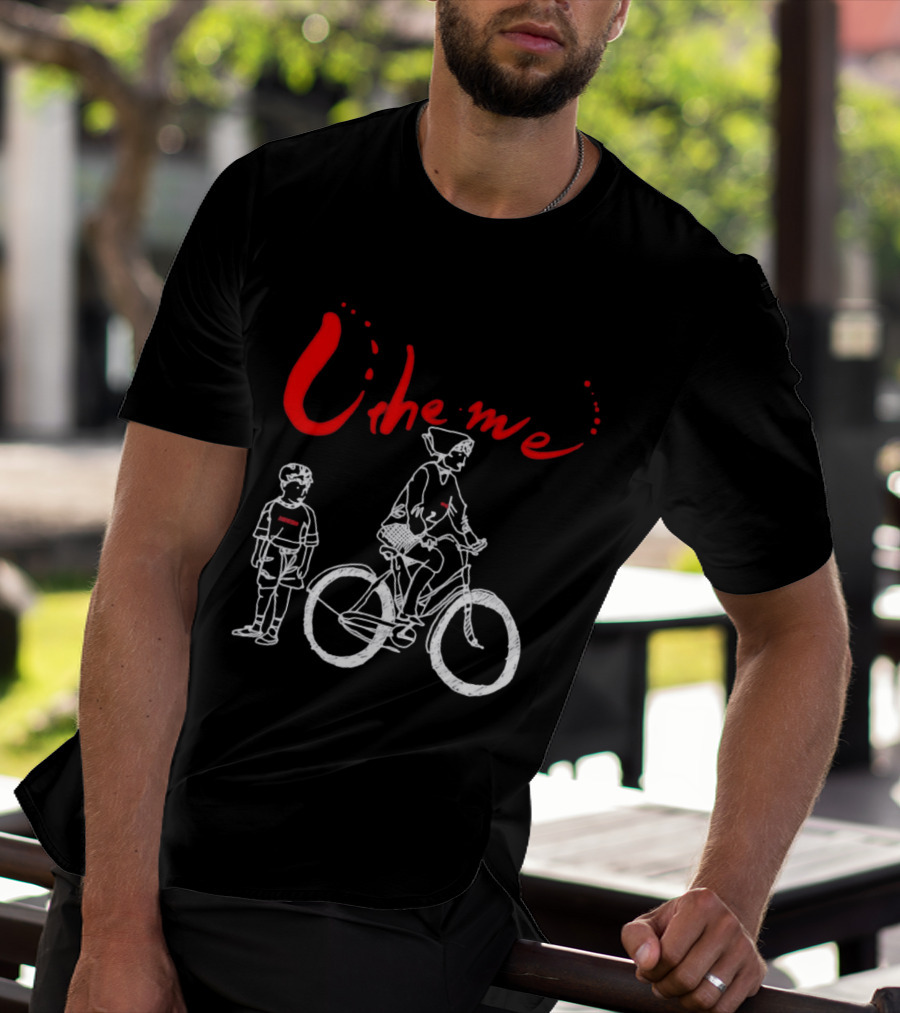 Utheme Rider And Standing Boy Cycling Sport Scene T-Shirt