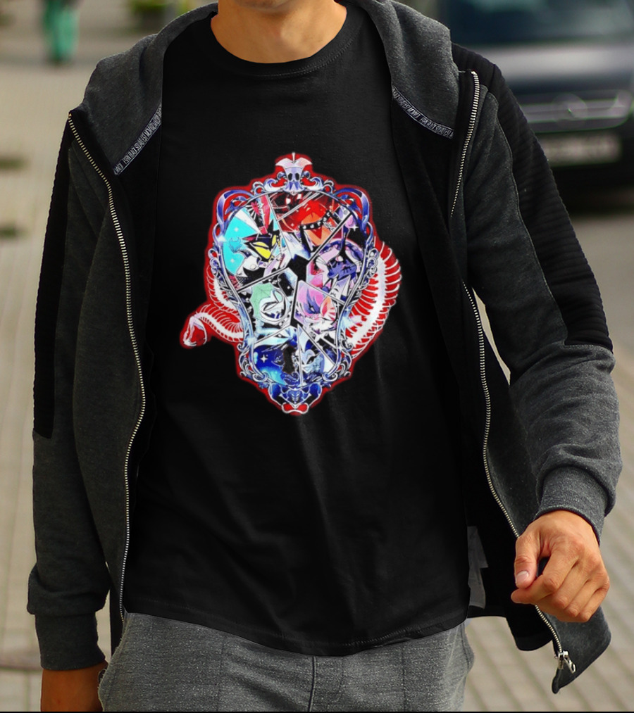 Vees Vox Valentino Velvet Overlord Hazbin Hotel Characters Stained Glass T-Shirt