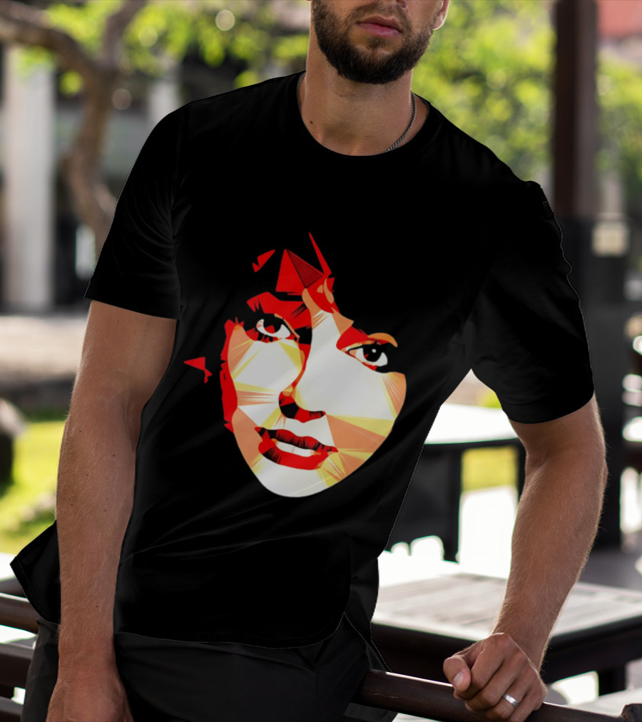 Kate Bush Geometric Pop Singer Red Orange Faceted T-Shirt