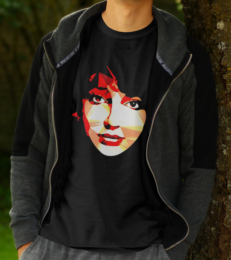 Kate Bush Geometric Pop Singer Red Orange Faceted T-Shirt