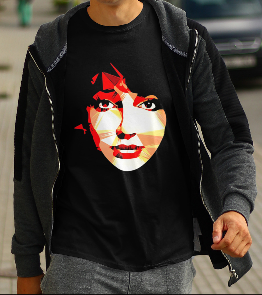 Kate Bush Geometric Pop Singer Red Orange Faceted T-Shirt