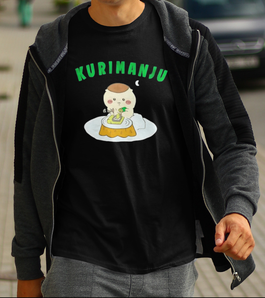 Kurimanju Chiikawa Eating At Night On Tree Stump T-Shirt