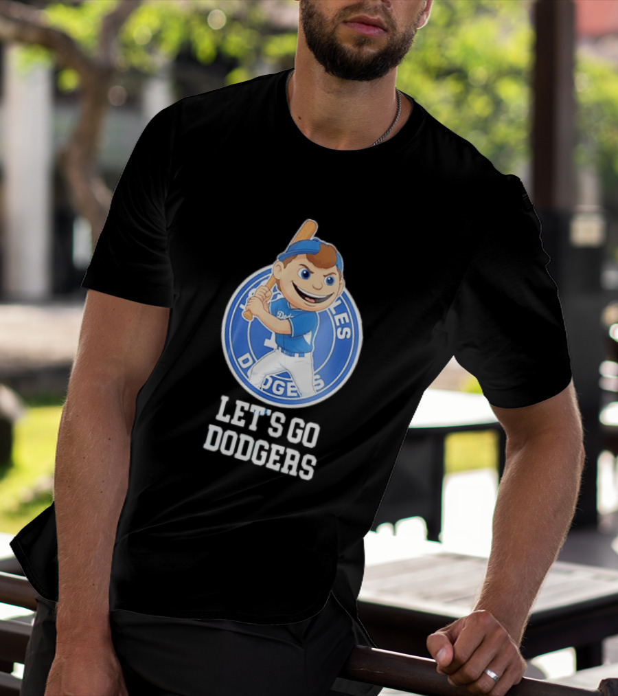 Los Angeles Dodgers Let's Go Dodgers Cartoon Character Baseball Bat T-Shirt