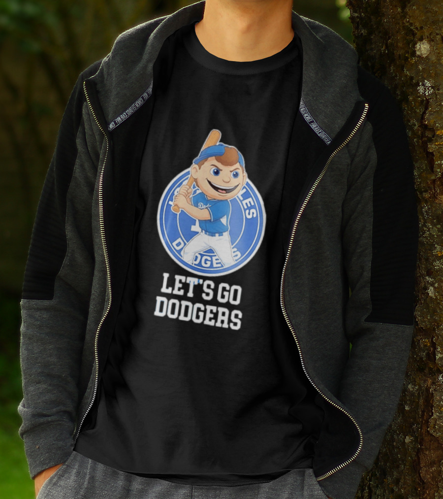 Los Angeles Dodgers Let's Go Dodgers Cartoon Character Baseball Bat T-Shirt