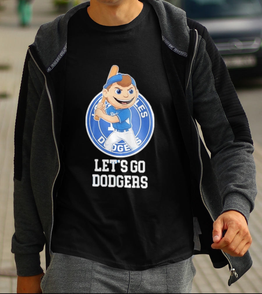 Los Angeles Dodgers Let's Go Dodgers Cartoon Character Baseball Bat T-Shirt