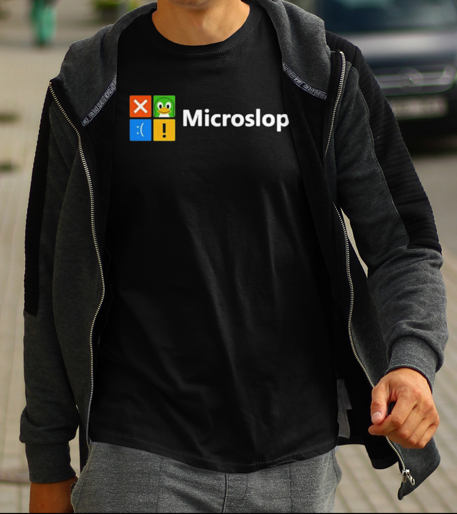 Microslop Linux Penguin Error Icon Blocks T-Shirt