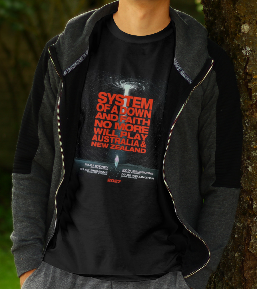 System Of A Down And Faith No More Will Play Australia & New Zealand Tour 2027 Sydney Melbourne Brisbane Wellington T-Shirt