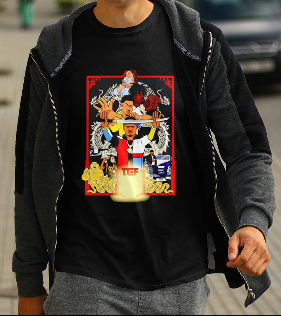 TGF Stinc Team Collage Streetwear Urban Dragons And Cars T-Shirt
