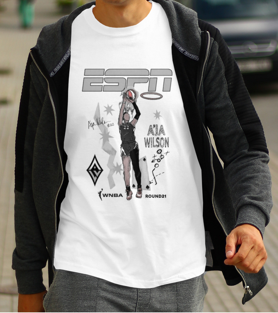 A'ja Wilson Las Vegas Aces ESPN Round21 Player T-Shirt
