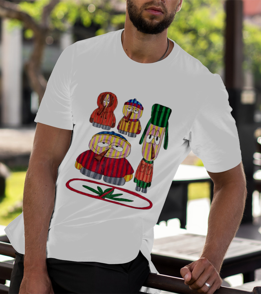 Cartman Stan Kyle Kenny South Park Characters Smoking No Weed Prohibition T-Shirt