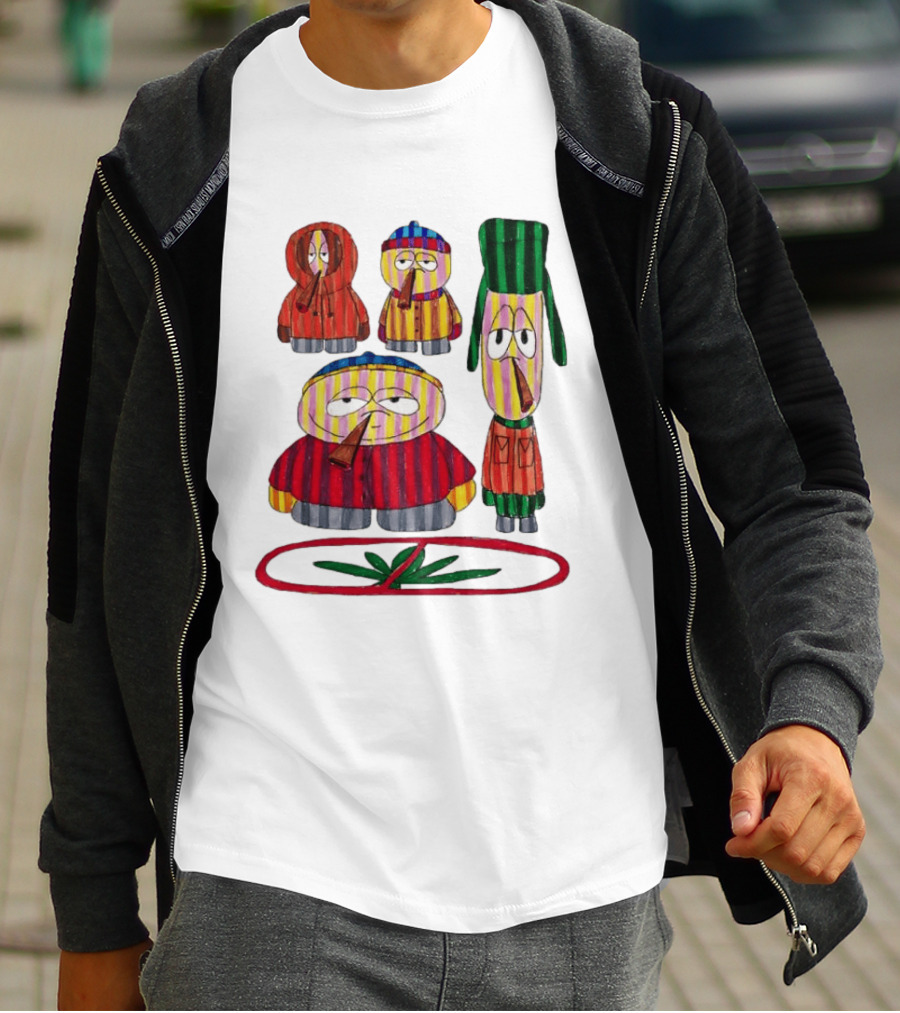 Cartman Stan Kyle Kenny South Park Characters Smoking No Weed Prohibition T-Shirt