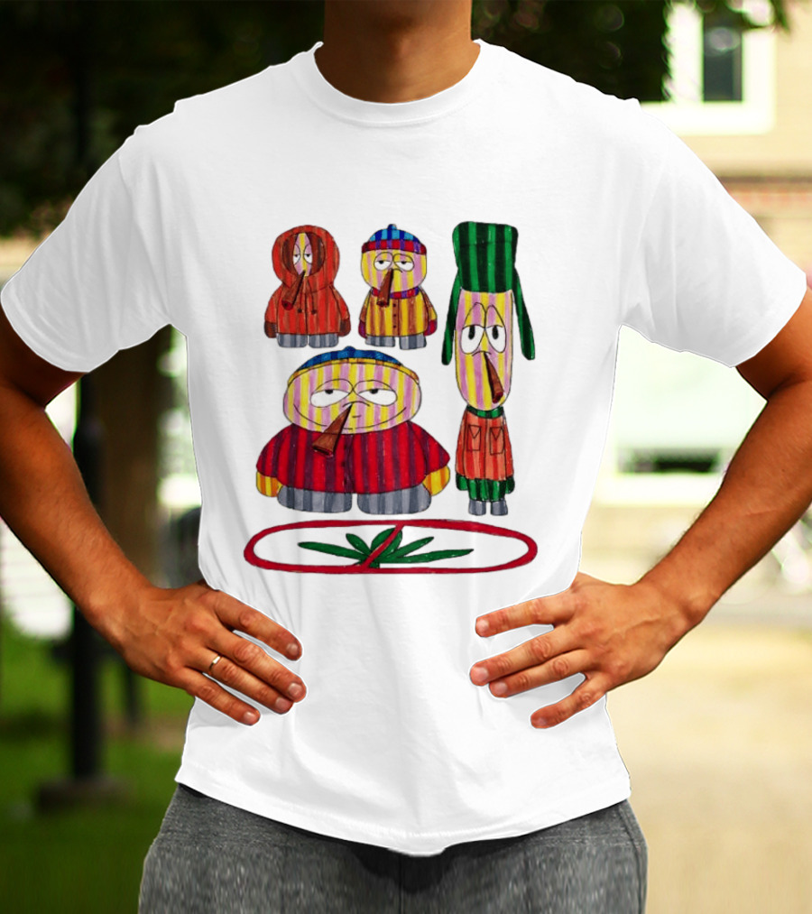 Cartman Stan Kyle Kenny South Park Characters Smoking No Weed Prohibition T-Shirt
