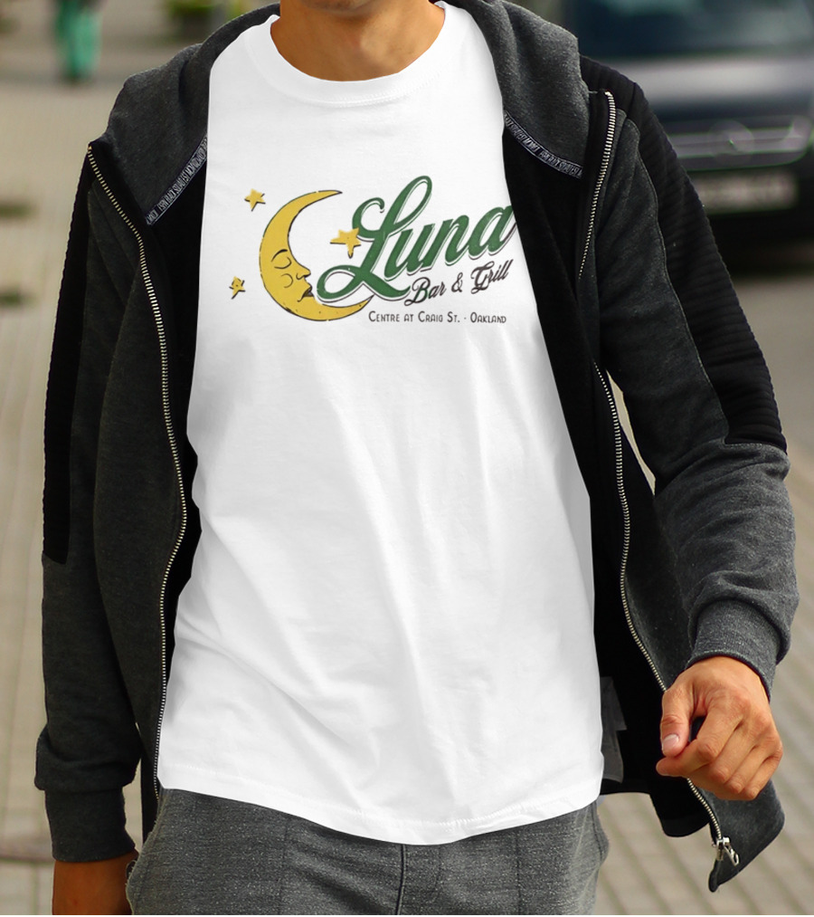 Luna Bar And Grill Centre At Craig St Oakland Moon And Stars T-Shirt