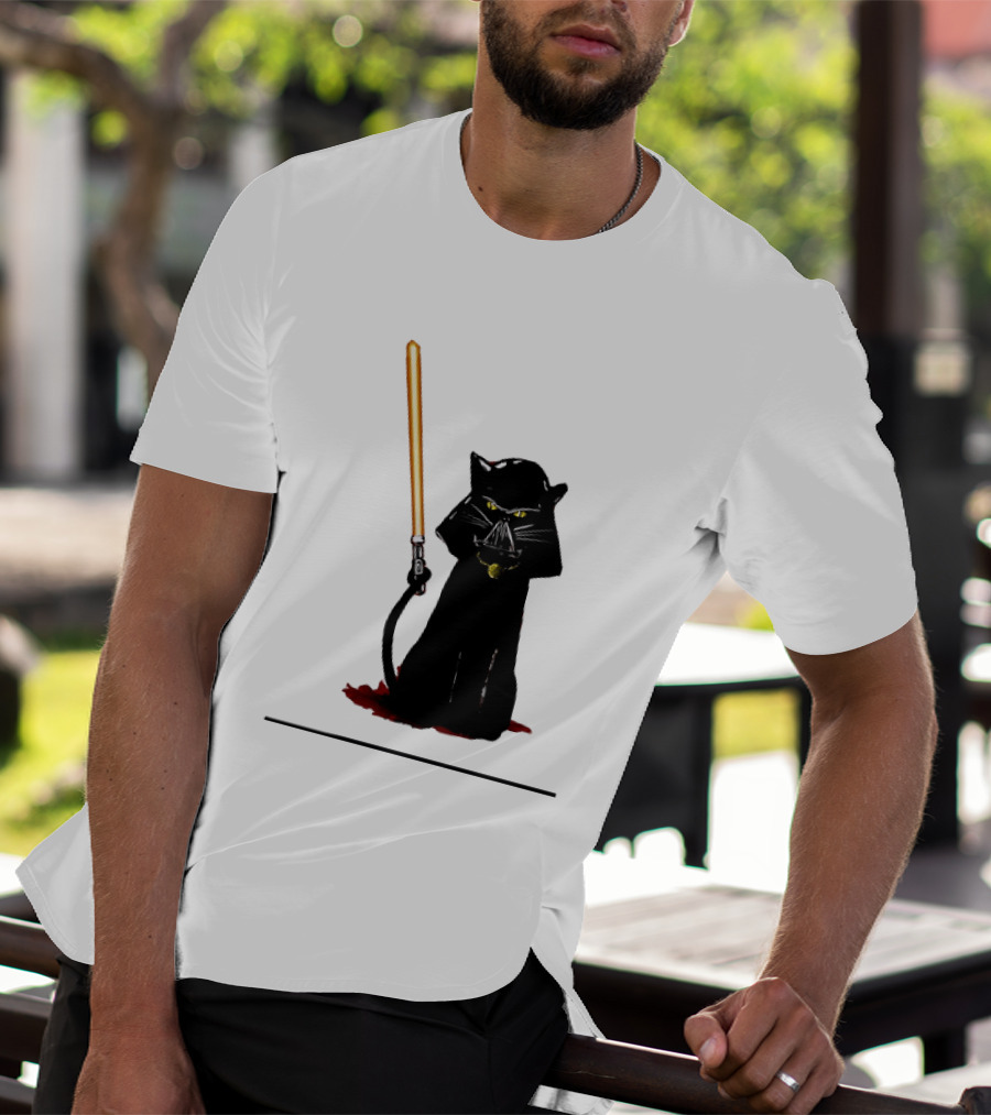 Darth Vader Cat Lightsaber Star Wars T-Shirt