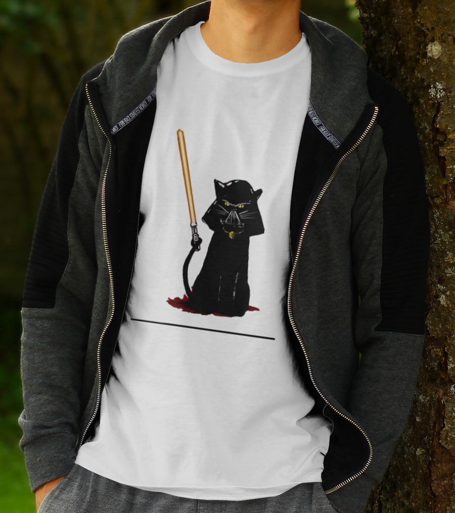 Darth Vader Cat Lightsaber Star Wars T-Shirt