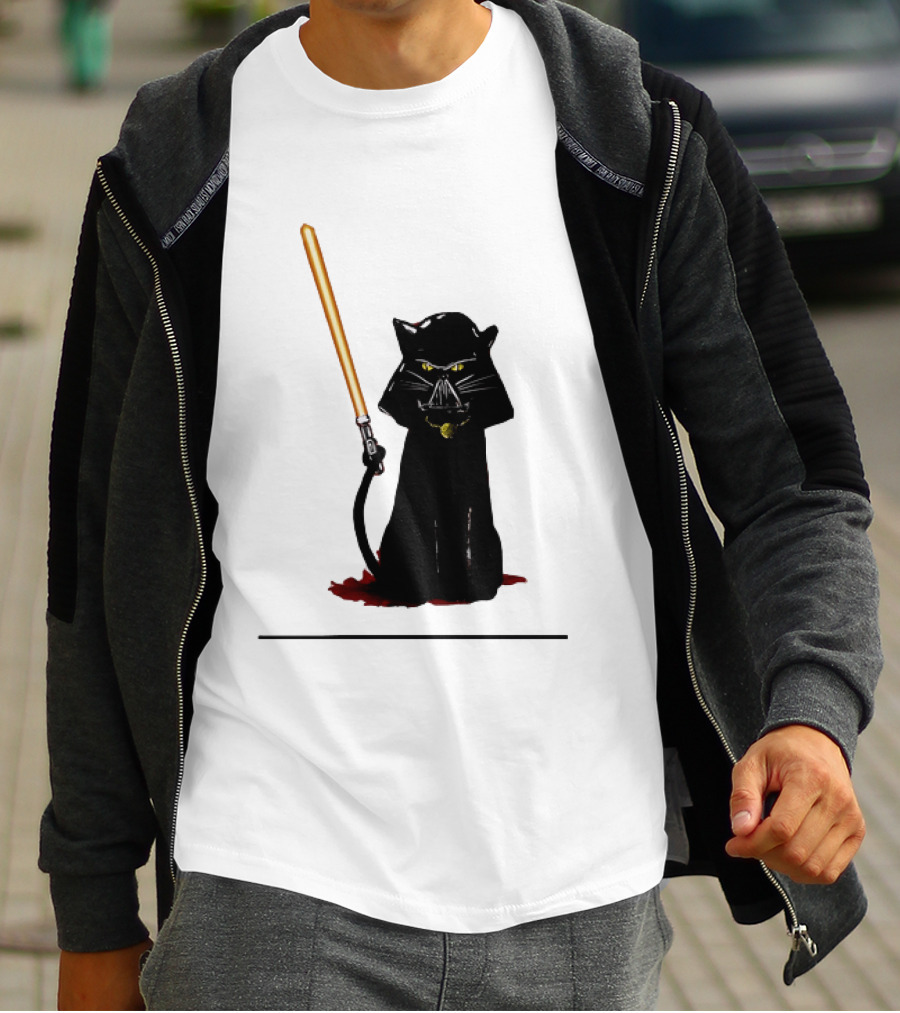 Darth Vader Cat Lightsaber Star Wars T-Shirt