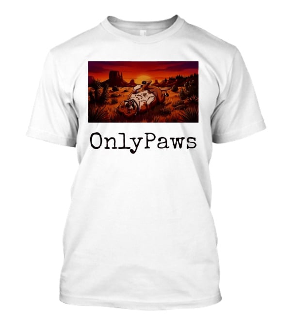 Desert Sunset Playful Pit Bull OnlyPaws Scenic Wonderland T-Shirt