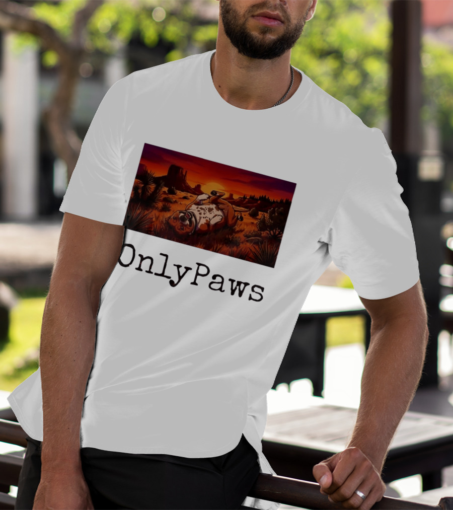 Desert Sunset Playful Pit Bull OnlyPaws Scenic Wonderland T-Shirt